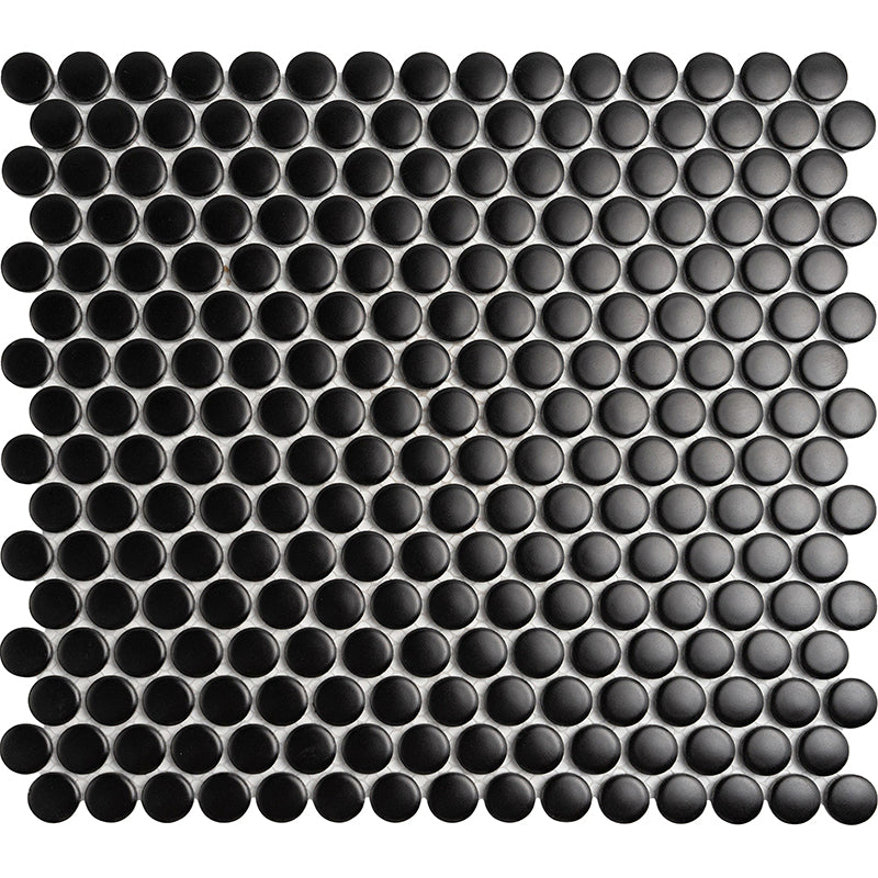 Black Star Matte Penny Round Mosaic Tiles - MosaicBros.com