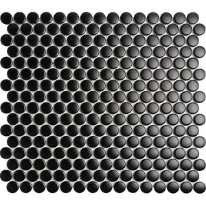 Black Star Matte Penny Round Mosaic Tiles - MosaicBros.com