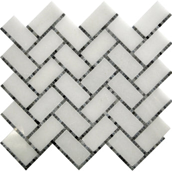 DC METRO GEORGETOWN GRAY Thassos White/ Bardiglio Nuvolato Mosaic Tile.
