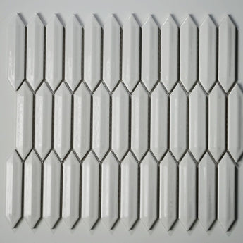 CC Mosaics +WHITE 3D PICKET 1X4 MOSAIC.