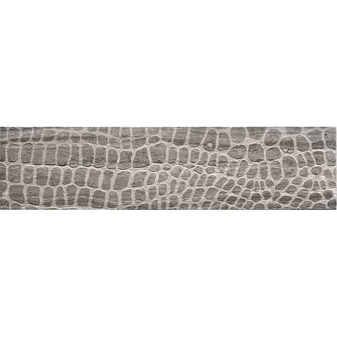 ARTISTIC ETCHED ALLIGATOR WOODEN GRAY Wooden Gray Mosaic Tile.