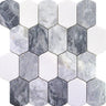EMILIA Bologna Calacatta Bluette, Thassos White Mosaic Tile.