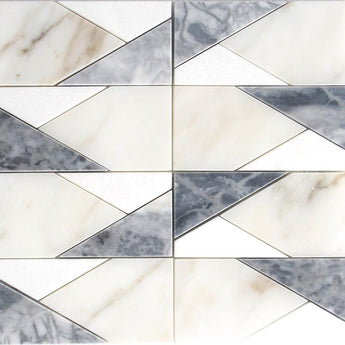 EMILIA Modena Calacatta Bluette, CALACATTA Thassos White Mosaic Tile.