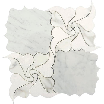 WATERJET FIORE 12 Thassos/ Bianco Carrara/ Calacatta Mosaic Tile.