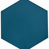 Roca Flow Cosmic Sapphire 8x9 hexagon floor tile with deep blue, glossy finish, showcasing geometric design and smooth surface.