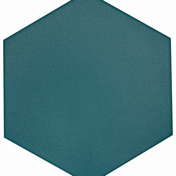 Flow Peacock Green 8x9 hexagon floor tile by Roca featuring vibrant peacock green color and geometric hexagon design.
