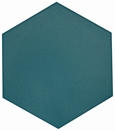 Flow Peacock Green 8x9 hexagon floor tile by Roca featuring vibrant peacock green color and geometric hexagon design.