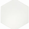 White 8x9 hexagon floor tile by Roca, showcasing a sleek, modern ceramic tile with a glossy finish.