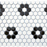 CC MOSAICS 1X1 B&W FLOWER HEXAGON Porcelain Mosaic Tile.