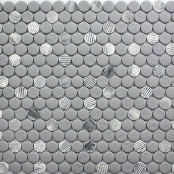 ROCKART GRAY GRANITE PENNY ROUND 12X12 MOSAIC.