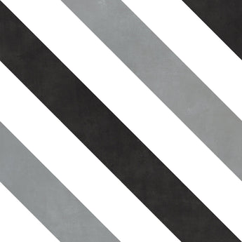 Black, white, and gray Casablanca Spice 8x8 floor tile by Roca featuring Havana-style linear design.