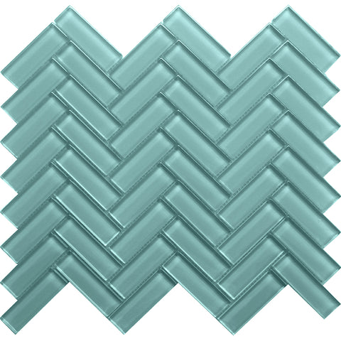 COLOR PALETTE AQUA 1X3 HERRINGBONE GLOSS glass Mosaic Tile.