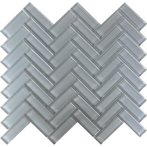 COLOR PALETTE GRAY CLOUD 1X3 HERRINGBONE GLOSS glass Mosaic Tile.