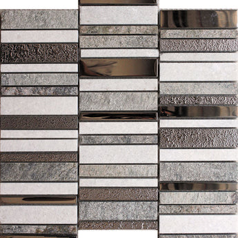 CITYSCAPE STAX QUARTZ glass/stone Mosaic Tile.