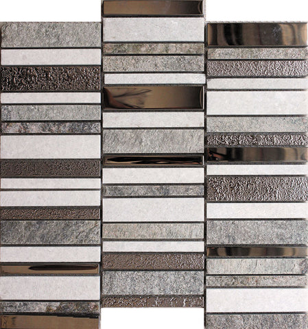 CITYSCAPE STAX QUARTZ glass/stone Mosaic Tile.