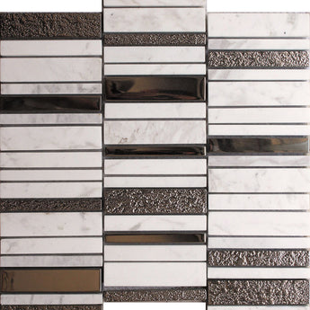 CITYSCAPE STAX WHITE glass/stone Mosaic Tile.