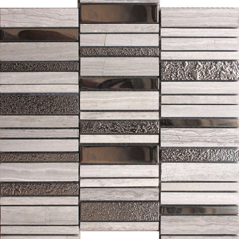 CITYSCAPE STAX GRAY glass/stone Mosaic Tile.
