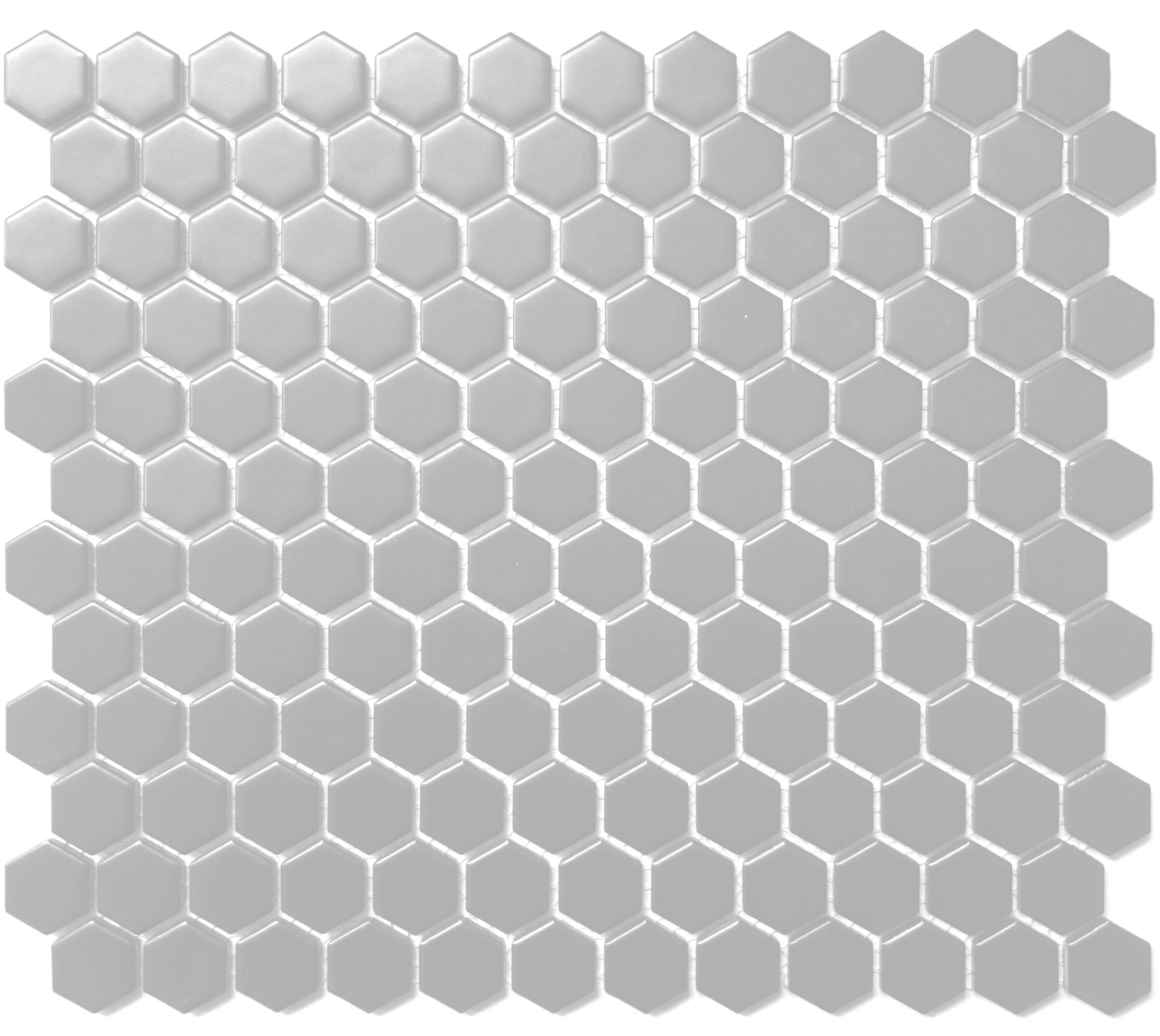 GRAY 1x1 Hexagon Porcelain Mosaic Tile.