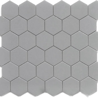 2x2 Gray Hexagon Porcelain Mosaic Tile.