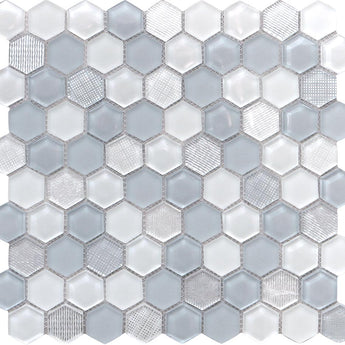ICELAND REYKJAVIK HEX Glass Mosaic Tile.