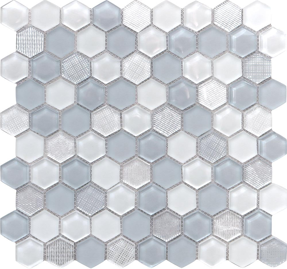 ICELAND REYKJAVIK HEX Glass Mosaic Tile.