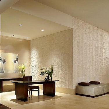 6"x24" White Pearl (Lymra) Combed Brushed Ledger Panel ( HONED ).