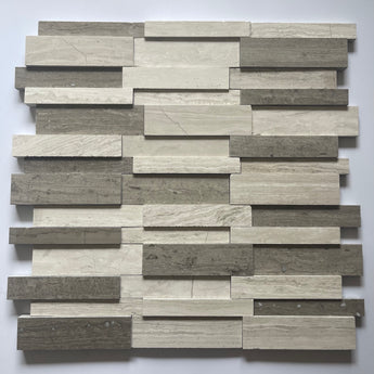 Haisa Light Marble 3D Mosaic Panel POLISHED.
