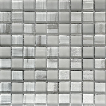 NETHERLANDS MONDRIAN SILVER glass Mosaic Tile.
