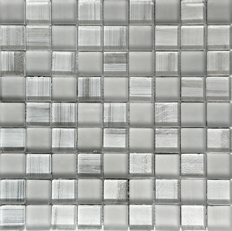 NETHERLANDS MONDRIAN SILVER glass Mosaic Tile.
