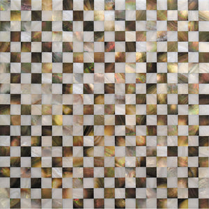 JEWELS OF THE SEA CHECKED PEARL shell Mosaic Tile.