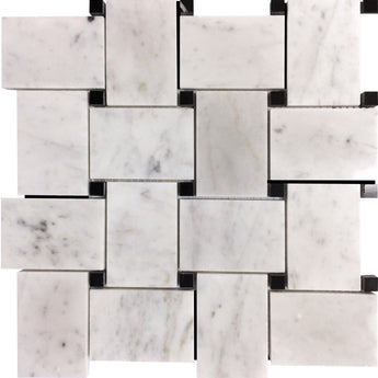 MARBELLA OLD TOWN NERO Bianco Carrara / Eastern Black Mosaic Tile.