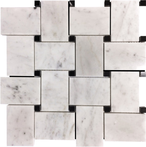 MARBELLA OLD TOWN NERO Bianco Carrara / Eastern Black Mosaic Tile.