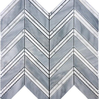 MARBELLA ALAMEDA Bardiglio Nuvolato / Bianco Carrara Mosaic Tile.