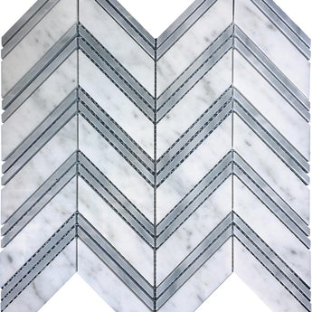 MARBELLA ALTAMIRANO Bianco Carrara / Bardiglio Nuvolato Mosaic Tile.