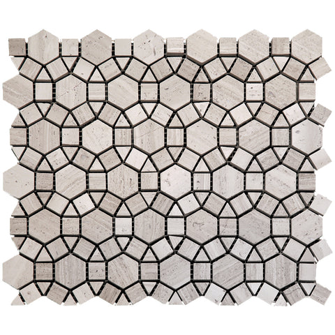 SAVANNAH AVONDALE Wooden Gray Mosaic Tile.