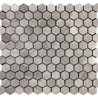 SAVANNAH WOODEN NICKELS Wooden Gray Polished Mosaic Tile.