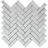 MARBELLA CARRARA 1X3 HERRINGBONE HONED Bianco Carrara Mosaic Tile.