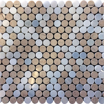 MARBELLA CENTRO PLAZA Crema Marfil/ Eastern White Mosaic Tile.