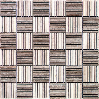 SAVANNAH KAYTON Wooden Gray Mosaic Tile.
