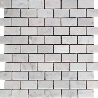 MARBELLA Carrara 1x2" honed Bianco Carrara Mosaic Tile.