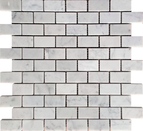 MARBELLA Carrara 1x2" honed Bianco Carrara Mosaic Tile.