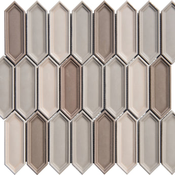 Lace Blend Ivy Picket Porcelain Mosaic Tile - MosaicBros.com