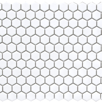 CC MOSAICS WHITE 12X12 MOS. HEXAGON 1X1 Porcelain Mosaic Tile.