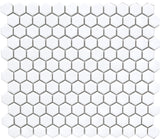 CC MOSAICS WHITE 12X12 MOS. HEXAGON 1X1 Porcelain Mosaic Tile.