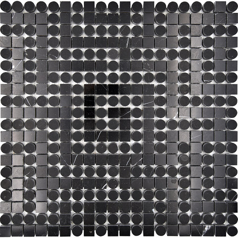 MICRONESIA TAKATIK Eastern Black Polished, Eastern Black honed Mosaic Tile.