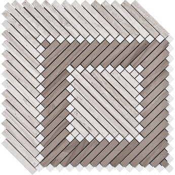 MICRONESIA CHUUK Wooden Grey, Athens Grey, Thassos Mosaic Tile.