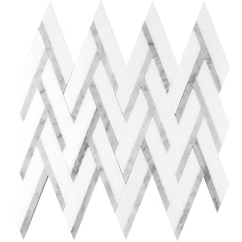 MYKONOS OLYMPUS Thassos/Bianco Carrara Mosaic Tile.