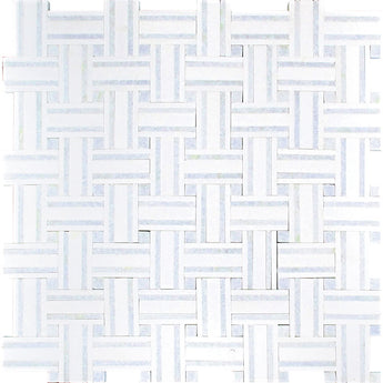 MYKONOS GIALOS Thassos/Blue Celeste Mosaic Tile.