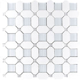 MYKONOS PARAGA Thassos/Glass Mosaic Tile.