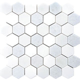 MYKONOS PANORMOS Thassos/Blue Celeste/Paper White Mosaic Tile.
